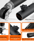 Close-up of Straight Up Heavy Duty Metal Furniture Legs With Smooth Roll Caster Wheels Four Pack showing adjustable lockable features.