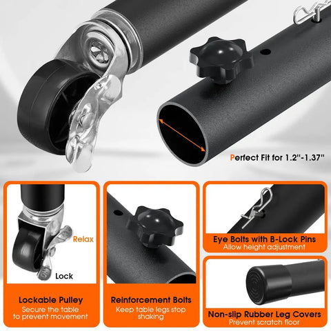 Close-up of Straight Up Heavy Duty Metal Furniture Legs With Smooth Roll Caster Wheels Four Pack showing adjustable lockable features.