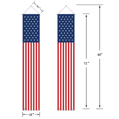 Patriotic Outdoor Door Decorations With 14 By 72 Inch Hanging Stars And Stripes Banners Two Piece With Rod And String Included