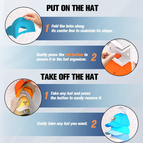 Top Tier Adhesive Hat Organizer Two Pack For Baseball Caps Wall Mount Rack Strong Grip Holds Up To Twenty Hats One Per Layer Keeps Your Cap Stash Fresh For Closet Door Or Shelf Black