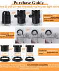 Black E26 Lamp Shade Collar Rings Set Threaded Reducer 1-3/8 Inches And 1-1/2 Inches Hanging Lamp Holder Parts Guide