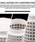 Close-up view of In-Ground No-Fuss All-In-One Compost Bin Kit 3-Piece PVC Composter Tumbler Set with durable PVC material.
