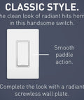 Image of a 15 Amp Rocker Wall Switch 3 Way Decorator Light Switches White 120 277V Pack Of 5 with radiant screwless wall plate