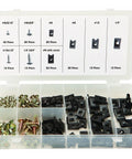 170 Piece Heavy Duty U Clip And Screw Assortment Wire Organization Kit For Cable Routing Home Theater And Garage Setup To Tame Messy Wires And Finish Jobs Without A Hitch in a plastic storage case.