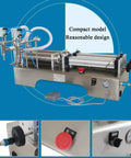 Straight Up Reliable Double Head Pneumatic Liquid Filling Machine With Killer Precision For Smooth 10 To 100 Ml Bottling, compact design, stainless steel.