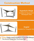 Mocha 7x9 Sun Shade Sail Keeps You Cool No Sweat, Heavy Duty Permeable HDPE Shade, 185GSM With Curved Edges, Construction Method Guide