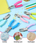12 Pack Dope Cushioned Grip Single Hole Paper Punch Heavy Duty Hand Tool shown with colorful grips for crafting and scrapbooking