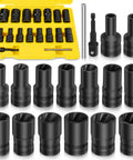 Beast Mode Lug Nut Extractor Set For Stripped, Broken And Rounded Bolts, 17 Piece, includes a yellow case with extractors.