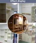 Effect display of cabinets showing storage capabilities with Pro Grade Woodworking Edge Bander Banding Machine applied edges.