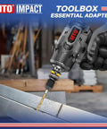 Impact wrench with Two Piece Quick Release Three Eighths Inch To One Quarter Inch Hex Socket Adapter drilling metal