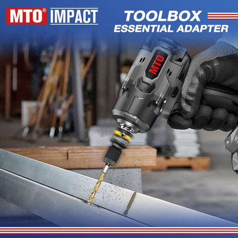 Impact wrench with Two Piece Quick Release Three Eighths Inch To One Quarter Inch Hex Socket Adapter drilling metal