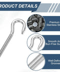 Eight M5 Stainless Steel Eye Bolts Kit With Double Nuts, Flat Washers And Spring Washers, 60mm Length, premium steel details