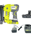 Ultra Pro Grade Badass Cordless Brad Nailer With 18 Volt Battery And Fast Charger, showing nailer, battery, and charger.