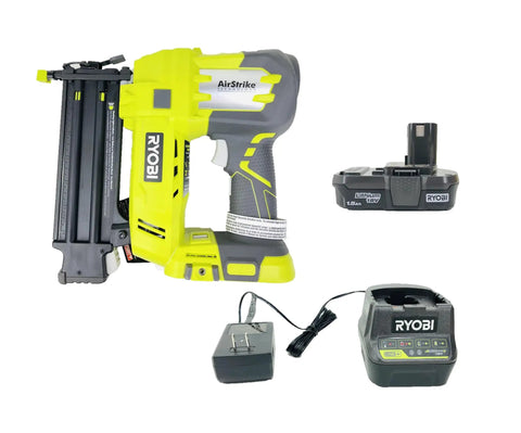 18V Cordless Brad Nailer With Lithium Ion Battery 2 Inch Finish Nail Gun Killing It On Weekend Woodworking Projects Smooth Shooting And Bullets On Target showing nailer and battery charger.