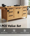 Heavy Duty Brass Casters Set Of Four With Rock Solid Dual Bearings And Sweet Gliding Mobility For Vintage Furniture Moving Easy On Wood Floors Without Scratches Includes Simple Plug And Play Mounting Kit For Tables And Workbenches on a wood workbench.