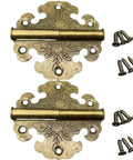 Two Pack Antique Iron Sheet Hinges With Soft-Close Damping For Retro Outward-Opening Wardrobes And Furniture In Bronze With Screws