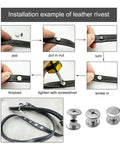 Installation steps of Knockout Quality 200 Piece Chicago Screws Leather Rivets Phillips Head Cross Slot Binding Kit on leather.