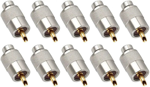 10 Pack UHF PL259 Solder Connectors With Reducer For RG8X RG8 RG59 LMR400 And RG213 Coaxial Cables Teflon 50 Ohm Low Loss RF Adapter