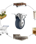 Heavy Duty Polyurethane Caster Wheels Set Of Four All Terrain Swivel Casters With Secure Locking Brakes on various furniture and carts.
