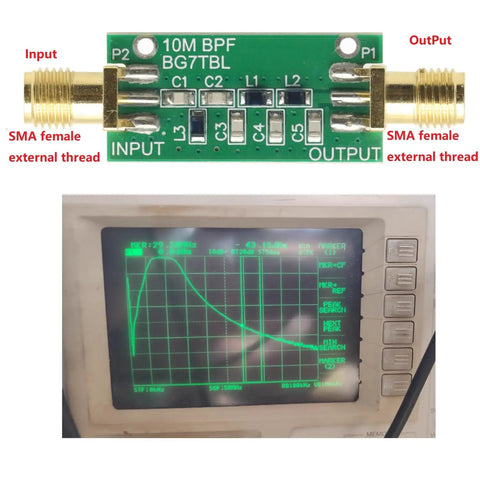 10M Bandpass Filter For Radio Geeks With 7 To 11 MHz Bandwidth And Insertion Loss Under 1.3 dB, SMA Female And SMA Male Thread