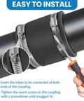 Two Pack 1 Inch Flexible PVC Pipe Coupling With Stainless Steel Clamps installation on plastic piping