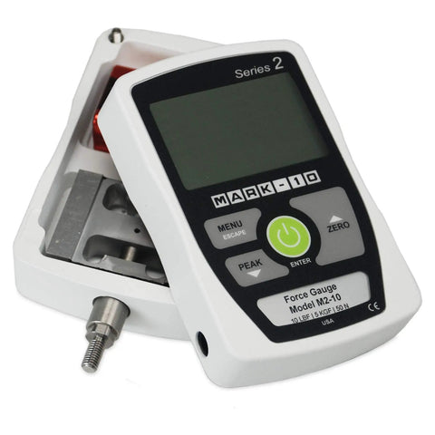 M2 Digital Force Gauge 500 Lbf Capacity For Legit Precision Testing - Ultra Compact 500 Hz Sampling 0.5% Accuracy Overload Protected To 200% Reversible Display And Housing Tough Material Testing Tool, front view