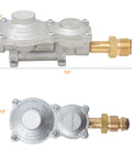 Flame King 2-stage propane regulator with POL inlet, aluminum body, brass inlet, side view
Flame King 2-stage propane regulator with POL inlet, aluminum body, brass inlet, rear view
