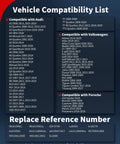 Vehicle compatibility list for 2 Pin Engine Coolant Temperature Sensor for Audi and VW Cars with reference numbers.