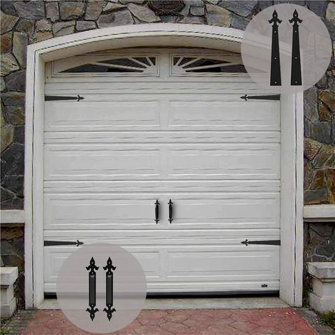 Heavy Duty Garage Door Handle Hinges Kit For Barn Doors Decorative Hardware Set with Silent Hydraulic Buffer on garage