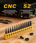 Torx Star Punch And Security Bit Set, 13-Piece, S2 Steel Tamper-Proof Bits with stand on wooden table, T4-TT40.