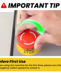 Emergency stop button on Heavy Duty Continuous Band Sealer With Built In Inkjet Printer Automatic Horizontal Bag Sealer For PVC And Mylar Packaging 0.39 Inch Seal Width 0-16 M/min 0-572 F Industrial Grade