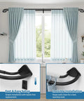 Black Double Curtain Rod With Wraparound Design Extends From 38 To 62 Inches Blackout Window Rod For Bedrooms Room Darkening