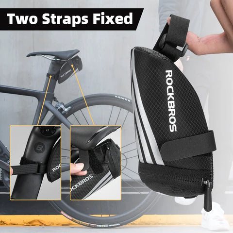Black under seat bike saddle bag ultralight storage pouch for road mountain folding bikes easy install stays put under the seat no flap