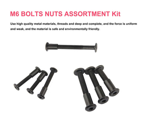 Black M6 Allen Bolts Kit 100 Pcs Socket Cap Screws and Rivet Cap Nuts for Joint Connecting Bolts with Hex Key and Bit