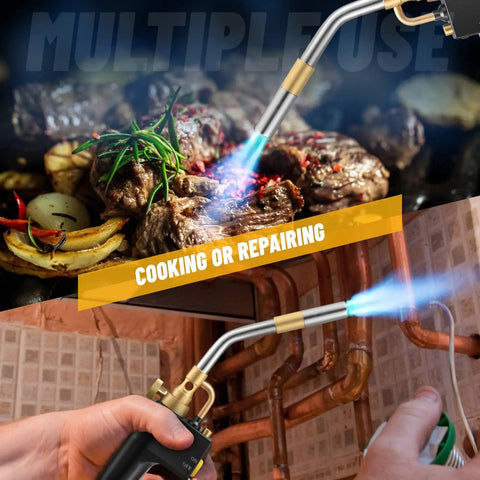 High Intensity Propane Torch Head With Trigger Start For MAP Pro Tanks Portable Soldering And Welding Tool in use for cooking and repairs