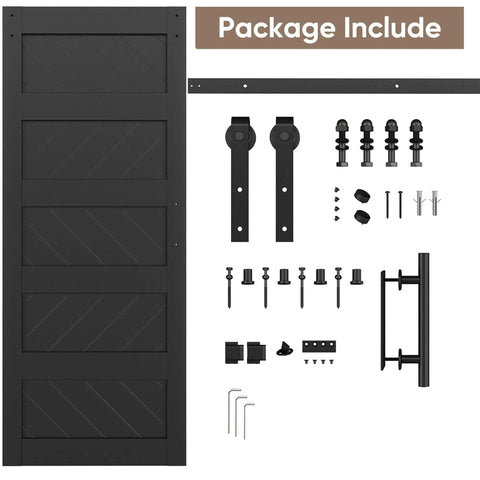 32 By 80 Inch Sliding Barn Door Kit With Wave Pattern Door Panel, Hardware Included, MDF Core With PVC Cover, Waterproof Finish