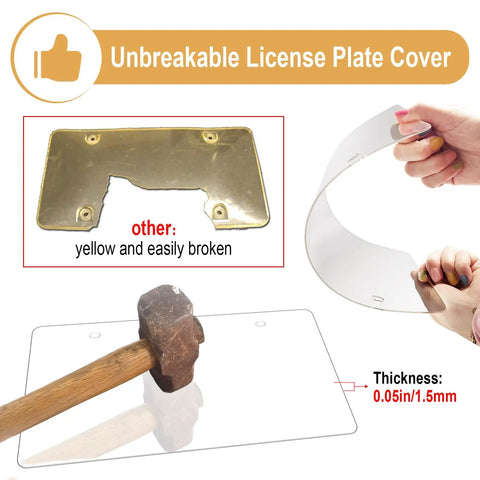 Stainless Steel License Plate Frame And Cover Kit With Clear Flat Shield For Front And Rear Tough As Nails Protection Chrome Screw Caps Included 2 Sets Sleek Durable Tag Holder For Cars