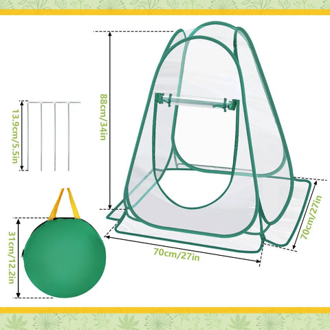 Pop Up Greenhouse Cover Portable Mini Greenhouse For Indoor Outdoor Gardening 2 Pack PVC Clear Plant Shelter No Assembly Quick Setup Foldable Backyard Sunroom Garden Solution