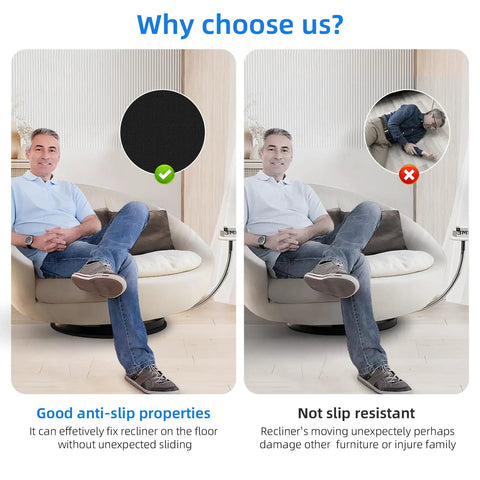 Round Anti Slip Rubber Furniture Pads For Recliners And Swivel Chairs That Protect Hardwood And Tile Floors From Scratches