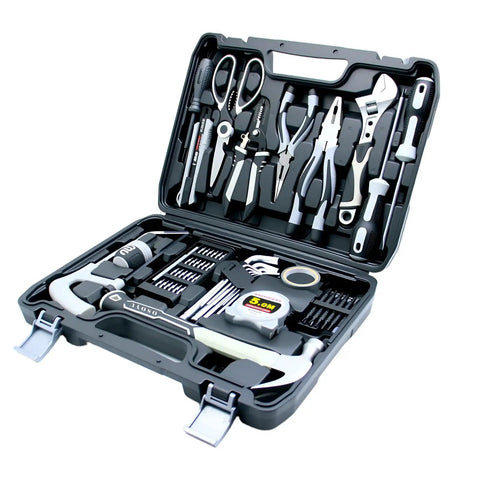 Portable Mechanics Tool Kit Set with Clear Organized Plastic Toolbox Storage Case for Home Garage and Apartment DIY Projects
