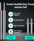 500 Piece Double Head Skirting Nails Kit With Sleeve Tool, showing alloy steel nails and sleeve tools for installation.