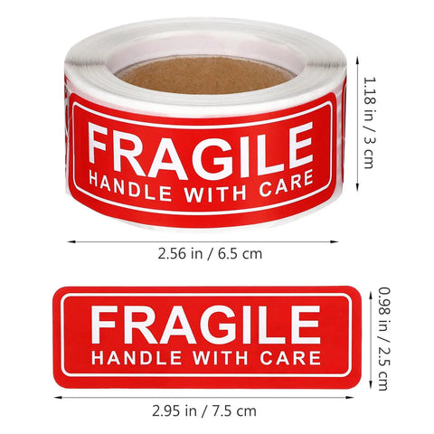 Red Fragile Stickers, 150-Count Self-Adhesive Paper Labels For Packing And Shipping, Handle With Care Warning Labels