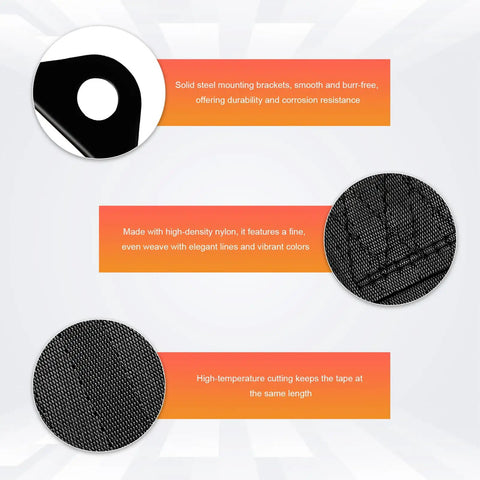 Beast Grade Heavy Duty Racing Tow Strap With Jdm Style Trailer Hook, steel mounting bracket and nylon weave close-up.