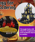 Halloween Music Castle Soldering Kit For Teens And Adults With Dual Lighting Modes And Spooky Sound, showing LED lights and castle layout