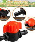 25 Pack One Quarter Inch Drip Irrigation Shut Off Valve Inline Cut Off Valve Fits One Quarter Inch Drip Tubing For Garden Lawn Watering Easy Flow Control Durable Inline Valve For Irrigation Systems, black and red barbed valve
