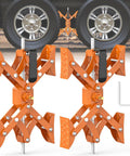 X Shaped Wheel Chocks For Travel Trailers With Drill Adjust, heavy-duty RV stabilizers, adjustable 3-11.5 inches, 2 pack, orange