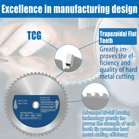 10 Inch Heavy Duty Carbide Tip Metal Cutting Saw Blade For Cutting Mild Steel And Ferrous Metals, 52 Teeth, 1 Inch Arbor