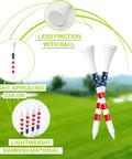 Wood Golf Tees Set In 2 3/4 Inch And 3 1/4 Inch Sizes, Durable Bamboo Tees With Bright Stripes For Consistent Tee Height