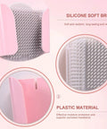 Game Changing Shower Wall Hair Catcher With Reusable Silicone Bristles For No Sweat Drain Protection Collecting Loose Hairs Effortlessly And Detachable Design Making Cleaning Super Chill For Pink Tubs, showing pink silicone bristles.