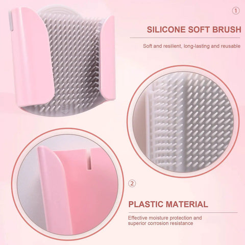 Game Changing Shower Wall Hair Catcher With Reusable Silicone Bristles For No Sweat Drain Protection Collecting Loose Hairs Effortlessly And Detachable Design Making Cleaning Super Chill For Pink Tubs, showing pink silicone bristles.